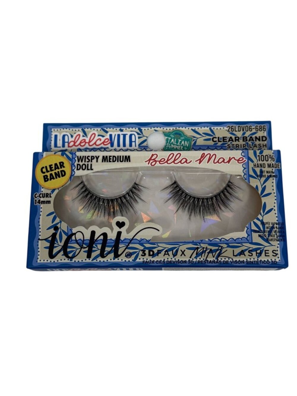 Ioni Bella Mare Lashes Wispy Medium Doll Clear Band Natural Glam